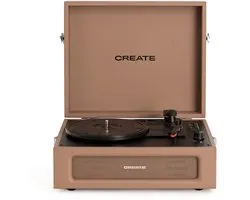 CREATE - Platenspeler Retro - Bluetooth, USB, SD, MicroSD en Mp3-recorder/speler - Mokka - RECORD PLAYER RETRO