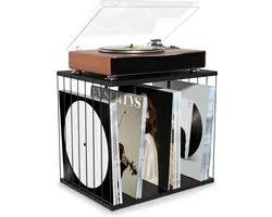 Meuble tourne-disque SNJY® - Meuble tourne-disque - Support LP - Support de disques - 30,5P x 40,6L x 35,6H cm - Noir