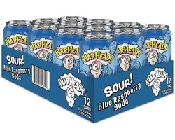 Warheads Blue Raspberry Soda 12-pack – Boisson Gazeuse Aigre en Canettes 355 ml – Soda Américain – Sour Candy Drink