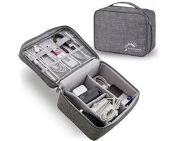Techidna® - Kabel organiser tas - Grijs - Compact design - Waterafstotend - Geschikt voor elektronische accessoires