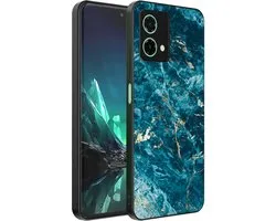 Coque de téléphone compatible avec Motorola Edge 40 Neo , motif marbre - Coque arrière en TPU, design marbre bleu - Blauw - Smartphone compatible avec Motorola Edge 40 Neo