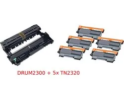 Marque maison KATRIZ® 1x DRUM DR2300 + 5x TONER TN2320 | pour Brother DCP L2500D / DCP L2540DN / HL-L2300D / HL-L2320D / HL-L2340DW / HL-L2365DW / FC L2700DW / MFC L2740DW | 6 pièces