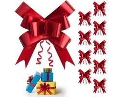 SHATCHI 30mm/3cm Large Ribbon Pull Arches for Party Wall, Gift Wraps, Christmas Trees, Wedding, Birthday Hammers Decoration Florist Pull Bows 40Pk, Red