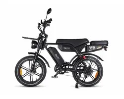 OUXI V8 Ultra Max Fatbike Électrique - Système d'alarme intégré - Siège arrière inclus - Porte-bagages avant inclus - Puce NFC - 20 pouces - Moteur 250W - 7 vitesses - 120 km d'autonomie - Freins à disque hydrauliques - Noir