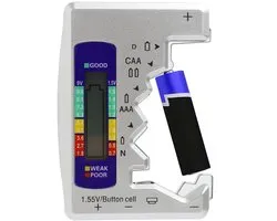 Digitale batterijtester, batterijtester voor alle batterijen, batterijmeter, lcd-display, digitale batterijcheck, universele batterijtester voor AAA, AA, C, 9V, D, N, 1,5 V knoopcellen, kleine