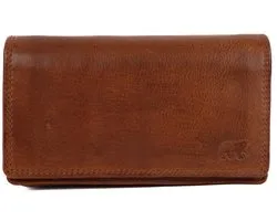Bear Design Violan Leren Dames Overslag Portemonnee - Cognac