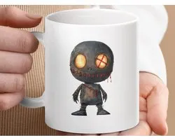 Mok Voodoo Pop, Mug, Spooky Doll, Gothic, Halloween, Creepy Creature, Gift, Koffiemok, theemok, Unique design, Funny mok, Cadeau mok.