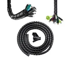 Flexibele Spiraal Kabelslang - Spiraalslang Met Rijgtool - Zwart - 5 Meter - 22mm - Cable Eater Kabelgeleider - Tack Kabelslang - Kabelmantel - Kabelsok - Kabelspiraal Organizer - Kabelbeschermer - Kabelhoes - Spiraalkabel - Kabel Management
