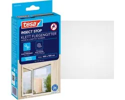 tesa INSECT STOP H&L Fly Screen for Window - hor met klittenband, op maat snijden, zonder boren - 1 net - 100 x 100 cm - wit (lichte privacy)