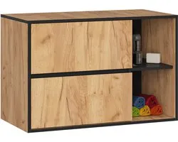 Meuble sous-vasque mural VAMI W90 / Meuble sous-vasque / Meuble de salle de bain / Chêne Craft - Zwart / AKORD Furniture Factory / 90 x 60 x 45,5 cm
