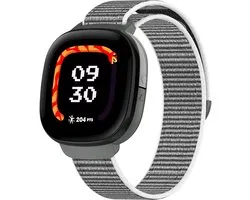 By Qubix - Compatible Fitbit bandje - Geschikt voor fitbit Ace LTE - Nylon loop band met klittenbandsluiting - Grijs
