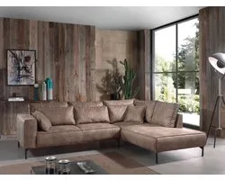 Canapé d'angle Koblenz Droite - Canapé d'angle Taupe Tissu microfibre - Canapé ergonomique canapé d'angle seatenbedden.be