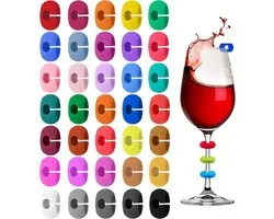 Glass Markers Glass Marker Drinking Glass 36 Pieces Reusable Drinking Glass Markers for Wine, Juice and Cocktails - ShopVlot