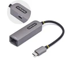 StarTech.com 2.5GbE USB-C naar Ethernet Adapter, 100W PD Pass-Through, NBASE-T NIC, USB 3.0 Type-C 2.5/1G Multi Speed Netwerk, Thunderbolt Compatibel, Windows & Mac