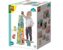 SES Creative Tiny Talents Stapeltoren met Dierenfiguren - 7 Blokken - Vanaf 6 Maanden - Baby Speelgoed - Motorische Ontwikkeling - Schoencadeautjes Sinterklaas