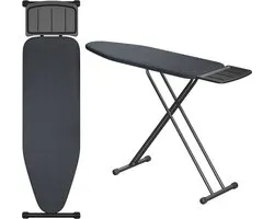 SensaHome Strijkplank – Inklapbare Strijktafel met Stoomunithouder – 125×45cm – Denim Black
