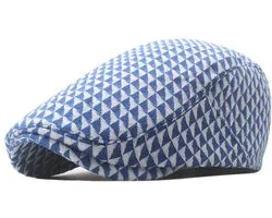 Winkrs - Casquette plate Blauw/blanc - Design géométrique - Casquette plate - Ajustable - Protège du soleil, casquette de golf