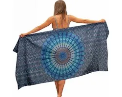 Ulticool - Mandala Blauw - Serviette Microfibre - Serviette de bain à séchage rapide - 160 x 80 cm - pour voyage fitness gym sport