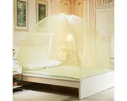 Pop-Up Mosquito Net Portable Foldable Mosquito Net Tent with Double Doors and Zipper Bed Canopy for Baby Toddlers Adult Camping Travel Home, Yellow, 120x200cm