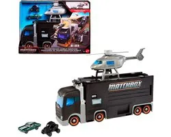 Matchbox Mobiele commando transformeren - Groot formaat voertuig met helikopter en 2 speelgoedauto's uit de film