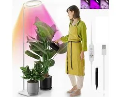 MUPOO groeilamp planten Met voet Wit 72 LEDS - kweeklamp led full spectrum met Dimbare Helderheid -10-traps dimmen- erstelbaar (35-155cm)-Timer 3/9/12-Indoor planten lamp - LED verlichting