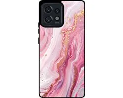 Coque Smartphonica pour Motorola Edge 40 Pro / Plus 2023 avec motif marbre - Coque arrière en TPU motif marbre - Rose - Compatible avec Motorola Edge 40 Pro et Motorola Edge Plus 2023