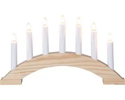 Star Trading raamkandelaar Bea vanStar Trading, kandelaar met 7 lampen E10 warm wit, kerstversiering van hout in de natuur, kabelschakelaar, lengte: 39 cm