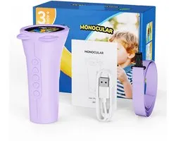 Microscope - Microscope pour enfants - Monoculaire numérique pour enfants - Grossissement 10x - Écran IPS 2 pouces - Photo et vidéo 2MP - Carte SD 32 Go incluse - Portée 1000m - Cadeaux de vacances - violet