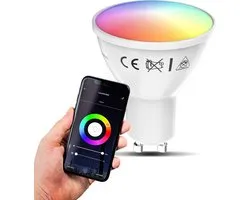 B.K.Licht - Slimme Lichtbron - RGB en CCT - smart lamp - met GU10 - 5.5W LED - WiFi - App - 2.700K to 6.500K - 350 Lm - voice control - color lampjes - LED lamp
