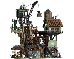 Pantasy 85025 Western Mine bouwset incl. 3 minifigures | Classic Creator Modular Building | Expert Architecture Modelbouw | Technisch Educatief bouwpakketten voor volwassenen & kinderen | Mega gebouwen geschikt voor Lego | Bouwdoos met 2990 bloks
