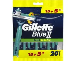 Gillette BlueII Plus Slalom Wegwerpmesjes - Voor Mannen - 20 stuks