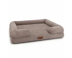 Panier orthopédique pour chien By Cee Cee - Coussin orthopédique pour chien - Lit pour chien - Tissu côtelé - Pour Chiens de taille moyenne - Taupe moka - 108 x 81 cm - Emma