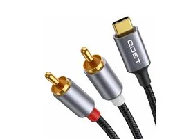 Qost - Câble audio USB C vers RCA - Puce Convertisseur analogique-digital - Hi-Fi - 24 bits / 96 Khz - Convertisseur analogique-digital - 5 Mètre