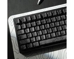 Ensemble de capuchons de touches - PBT Keycaps - Clavier mécanique - Motif imprimé latéral - 132 pièces - Noir