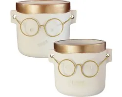 Pot de fleur avec lunettes or, Harry. Set de 2 pièces avec dimension 14 x 16 cm
