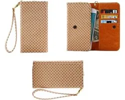 Premium Case met Design Parel Grid Textuur met Kaartsleuven & Lanyard voor NEXUS 5 (2014) - Beige