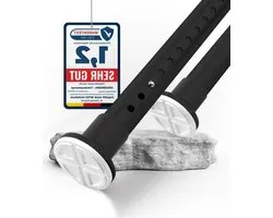 Uitschuifbare Douchestang 160-210 cm Roestvrij Staal Zwart Ø32mm - Spanstang Douchegordijnstang Telescopische Rod - Badkamer Garderobe Doorsnede - MEISENBERG gordijnrails uitschuifbaar