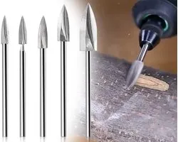 ZoeTekway Pack of 5 Wood Carving Tools, HSS Engraving Tools, Rotation Tools, Engraving Drill, Cutting Knife, Drill Accessories, Wood Milling Cutter, H