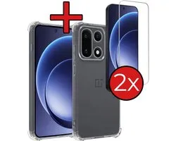Hoesje - Met Screenprotector - 2 Stuks - Geschikt voor OnePlus 15 - Sterk & Shockproof - Back Cover - Siliconen Case - Telefoon Hoes - Shock Proof - Telefoonhoes - Transparant
