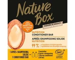Nature box après-shampooing solide - Argan nutrition - démêle et adoucit - cosmos neutre - bio & vegan - éco-certifié - 80 grammes