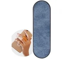 FingerGrip® - support flexible réglable pour téléphone mobile / anneau téléphonique / support de doigt / anneau téléphonique standard / support pour selfie / support téléphonique / support anneau / support téléphonique – Tissu denim - Blauw