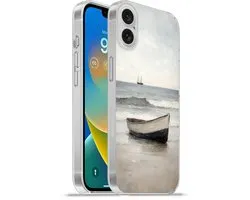 Coque de téléphone compatible avec Apple iPhone 16 Plus - Bateau à rames - Mer - Horizon - Coque en Siliconen