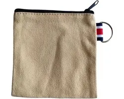 NUTFORD Canvas wallet bag solid color multiple choices with keychain for storing coins and notes, small cosmetic accessories, electronics accessories, etc., E. Desert, Canvas wallet with zipper and