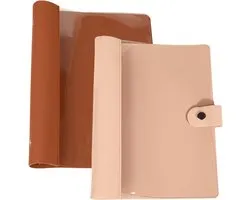 Ring Binder A5 - Pack van 2 - Transparant PVC - 6 Ringen A5 - Navulbaar - Kantoor en Schoolaccessoires - Reiswerk (Bruin, Roze)