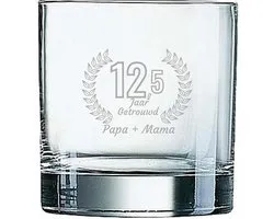 Gegraveerde Whiskeyglas 38cl Papa + mama 12,5 jaar getrouwd