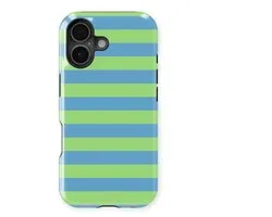 DripCase Hoesje met strepen geschikt voor iPhone 16 Plus | Studio Stripes | Magnetisch Opladen | 2-in-1 Ontwerp | Gestreepte Case geschikt voor iPhone 16 Plus Blue Breeze