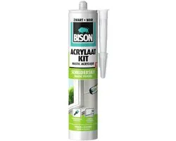 Bison Acrylaatkit Universeel zwart koker 300 ml - afdichtingskit voor het afdichten van voegen, naden, kieren en scheuren, overschilderbaar, strak afmesbaar