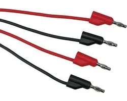 Velleman Aansluitsnoer, set, 2 stuks, banaanstekker, dubbel geïsoleerd, stapelbaar, kabellengte 100 cm, 4 mm, 30 V/6 A, zwart/rood