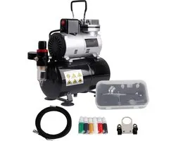 Ensemble complet de compresseur d'aérographe Timbertech ABPST08K avec ventilateur de refroidissement amélioré, mini-compresseur, pistolet aérographe et accessoires pour aérographe