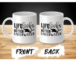 Tasse de plongée, La Life est plus belle sous l'eau, Cadeau de plongée, Aventure sous-marine, Tasse pour les amateurs de plongée, Tasses humoristiques